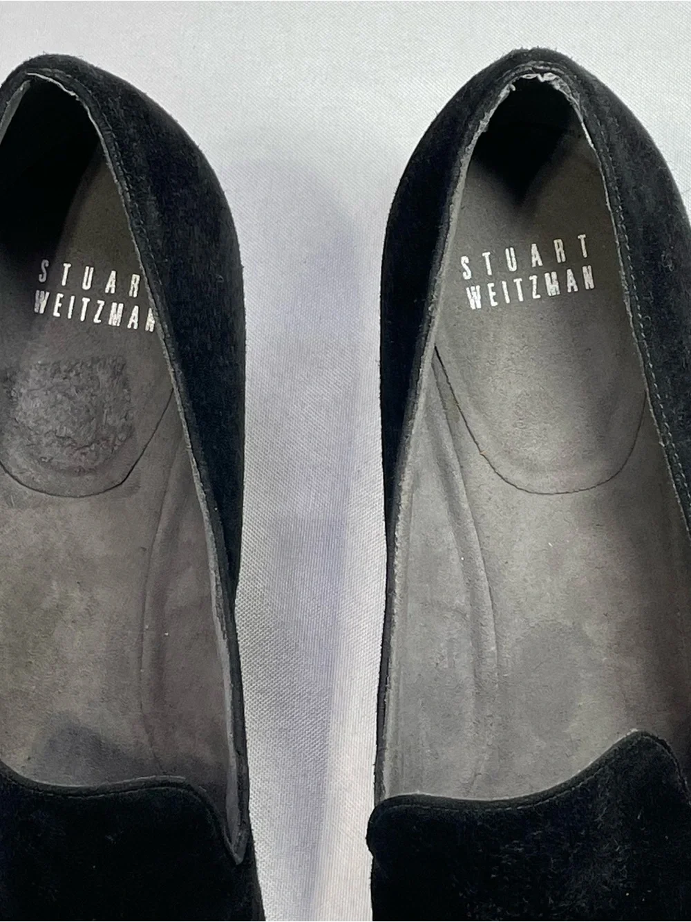 VTG STUART WEITZMAN Black Suede Wedge Loafers Office Siren Whimsigoth Size 9.5 - Picture 4 of 13